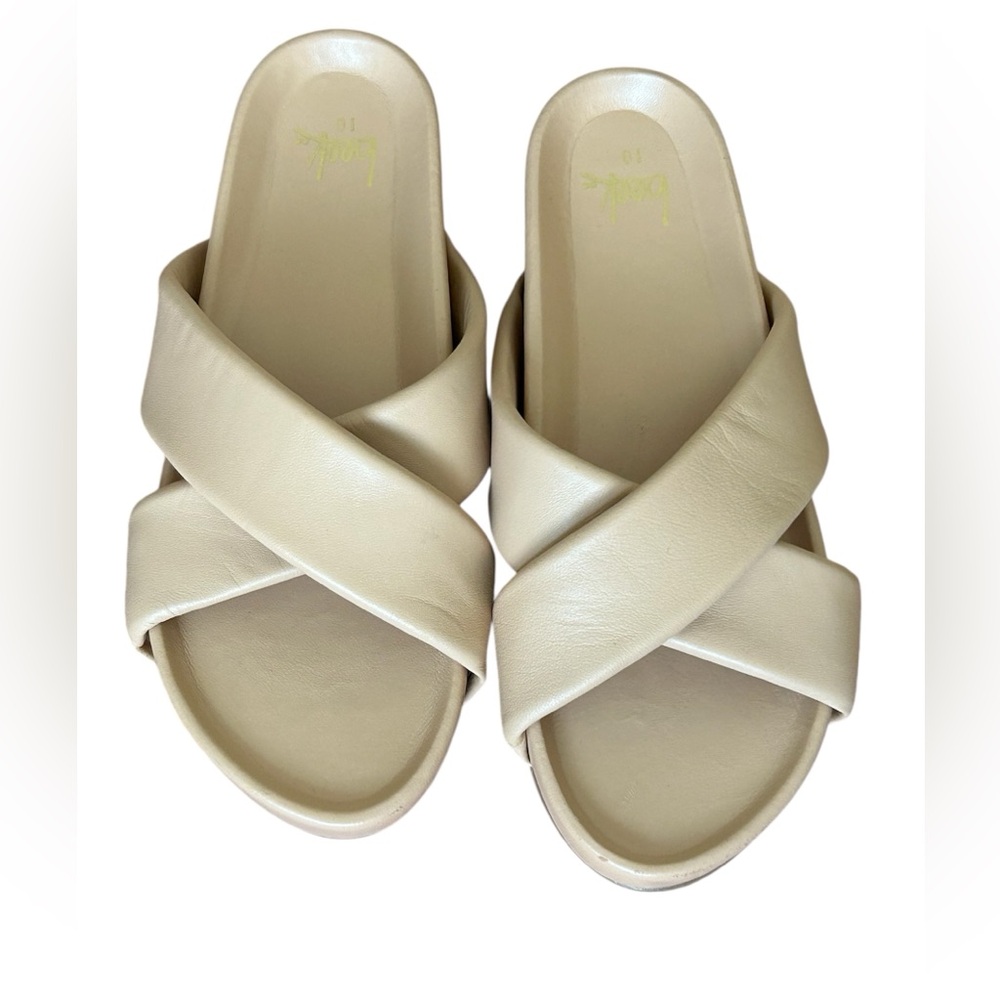 Beek Rhea Tan Leather Platform Slide Sandals Women’s Size 10 - Picture 2 of 8